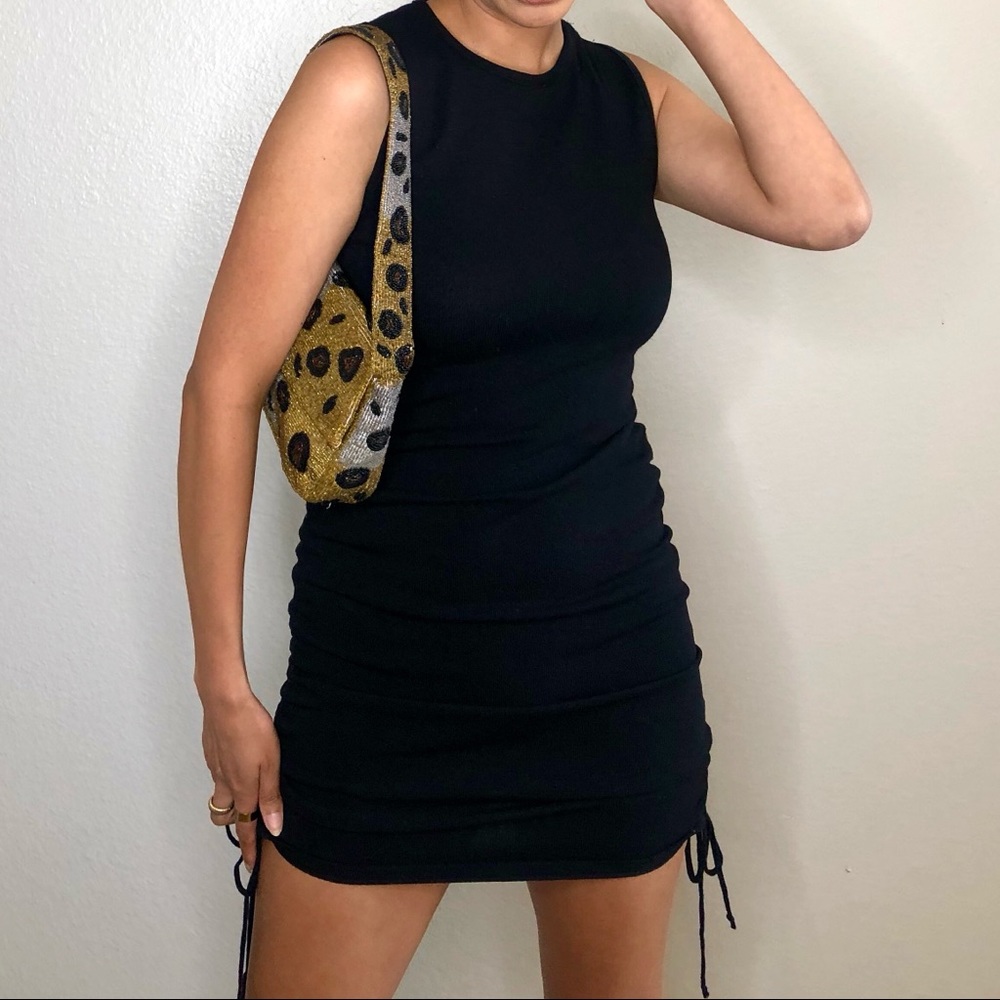 Black Mini Fitted Scrunch Dress